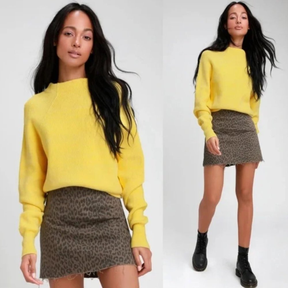 Free People Too Good Yellow Knit Pullover Sweater